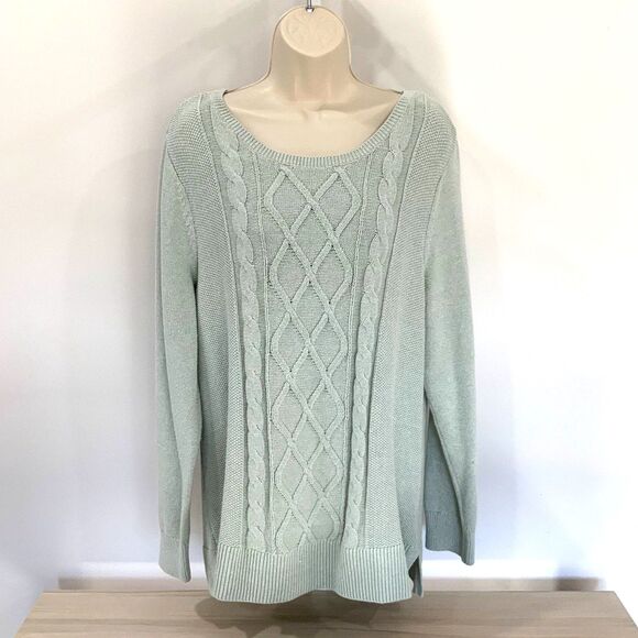 NWOT! Cable Knit Sweater in Color-Mint by Karen Scott Size XL - Picture 5 of 9